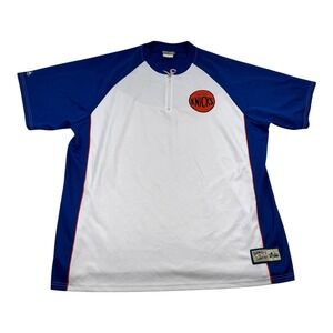 New York Knicks Mens 3XL White Blue NBA Basketball Majestic Zip Warm Up Hardwood